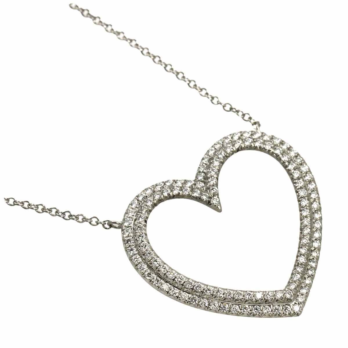 Tiffany & Co Metro Heart Pave Diamond Necklace 40 Platinum — view 3