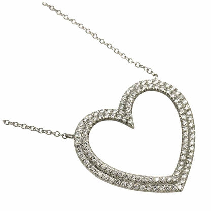 Tiffany & Co Metro Heart Pave Diamond Necklace 40 Platinum — view 3