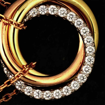 Cartier Trinity Diamond Bracelet 18 18k Yellow Gold WG PG 750 Three — view 6