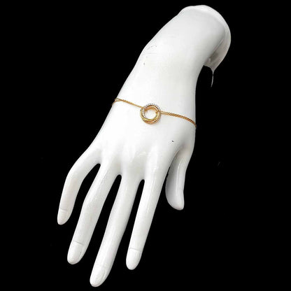 Cartier Trinity Diamond Bracelet 18 18k Yellow Gold WG PG 750 Three — view 7