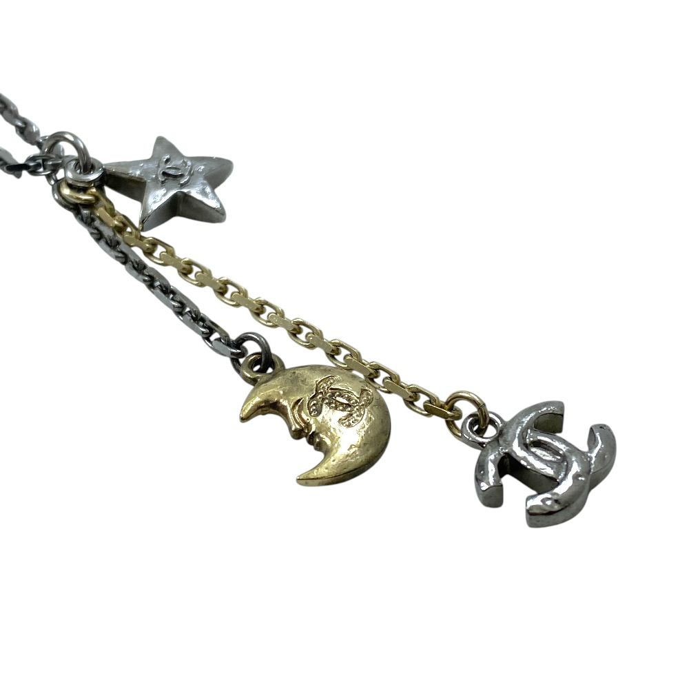 Chanel CC Logo Star Moon Pendant Charm 17 B Metal Rhinestone Pearl Tone — view 6