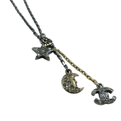Chanel CC Logo Star Moon Pendant Charm 17 B Metal Rhinestone Pearl Tone — view 7