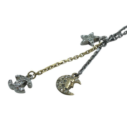 Chanel CC Logo Star Moon Pendant Charm 17 B Metal Rhinestone Pearl Tone — view 8