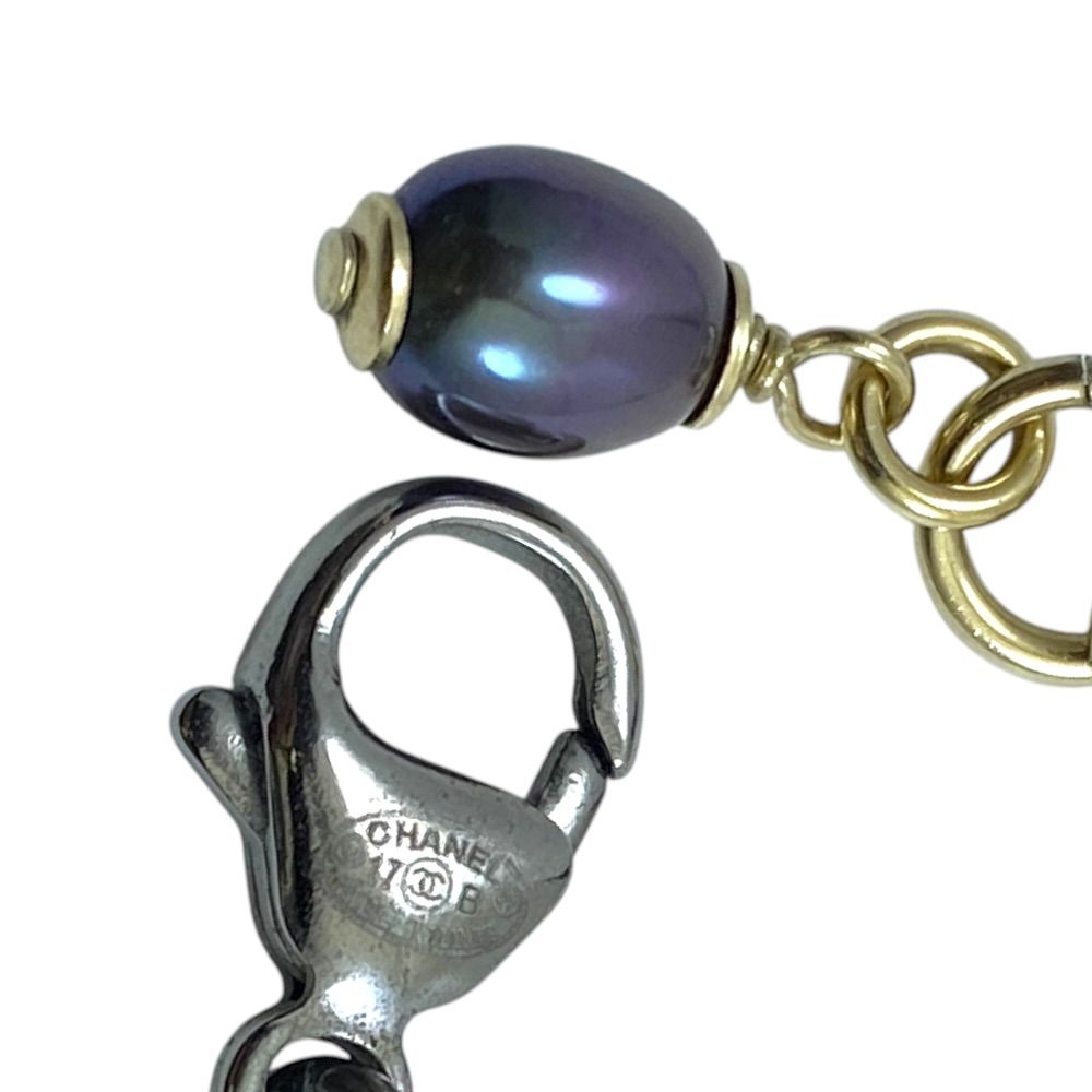 Chanel CC Logo Star Moon Pendant Charm 17 B Metal Rhinestone Pearl Tone — view 3