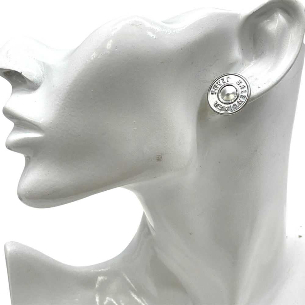 Balenciaga Stud Earrings Circle Logo Metal Silver — view 8