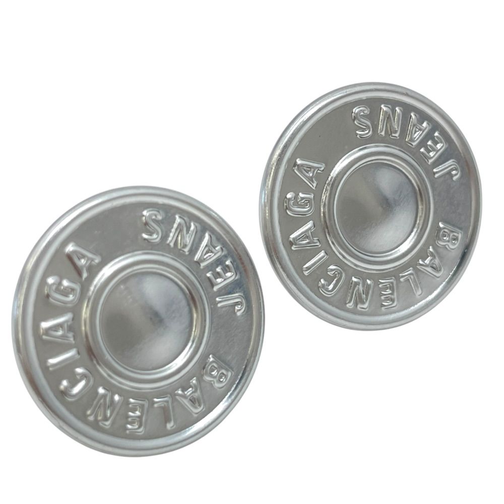 Balenciaga Stud Earrings Circle Logo Metal Silver — view 7