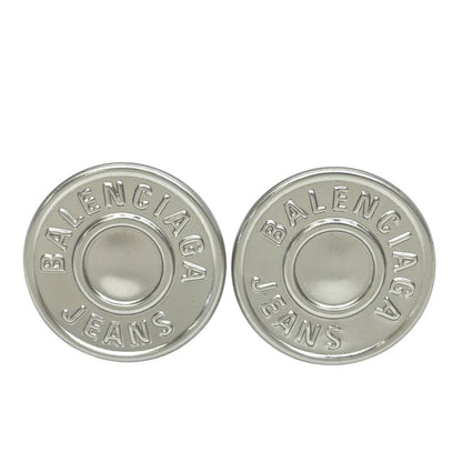 Balenciaga Stud Earrings Circle Logo Metal Silver — view 2