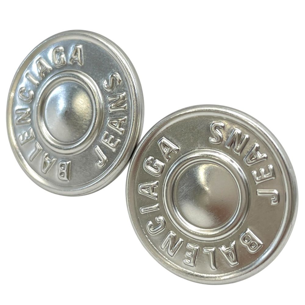 Balenciaga Stud Earrings Circle Logo Metal Silver — view 6