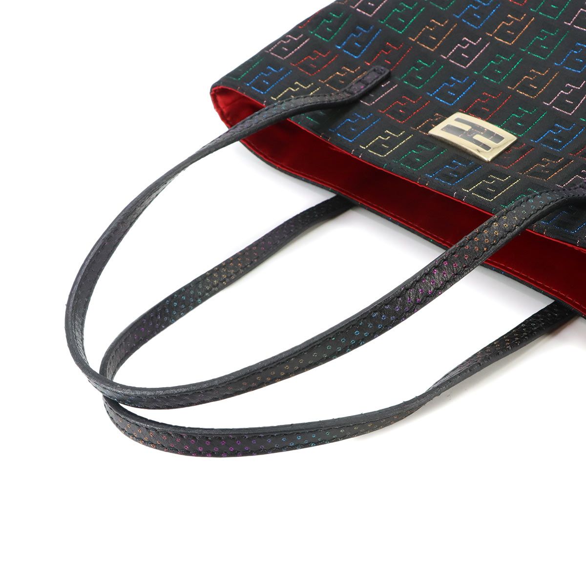 Fendi Zucchino Hand Bag Canvas Leather Black Gold Bag — view 5
