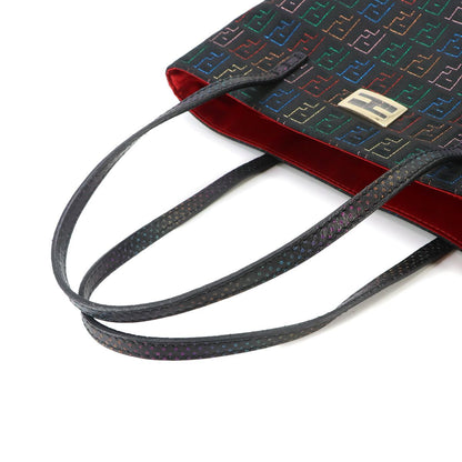 Fendi Zucchino Hand Bag Canvas Leather Black Gold Bag — view 5