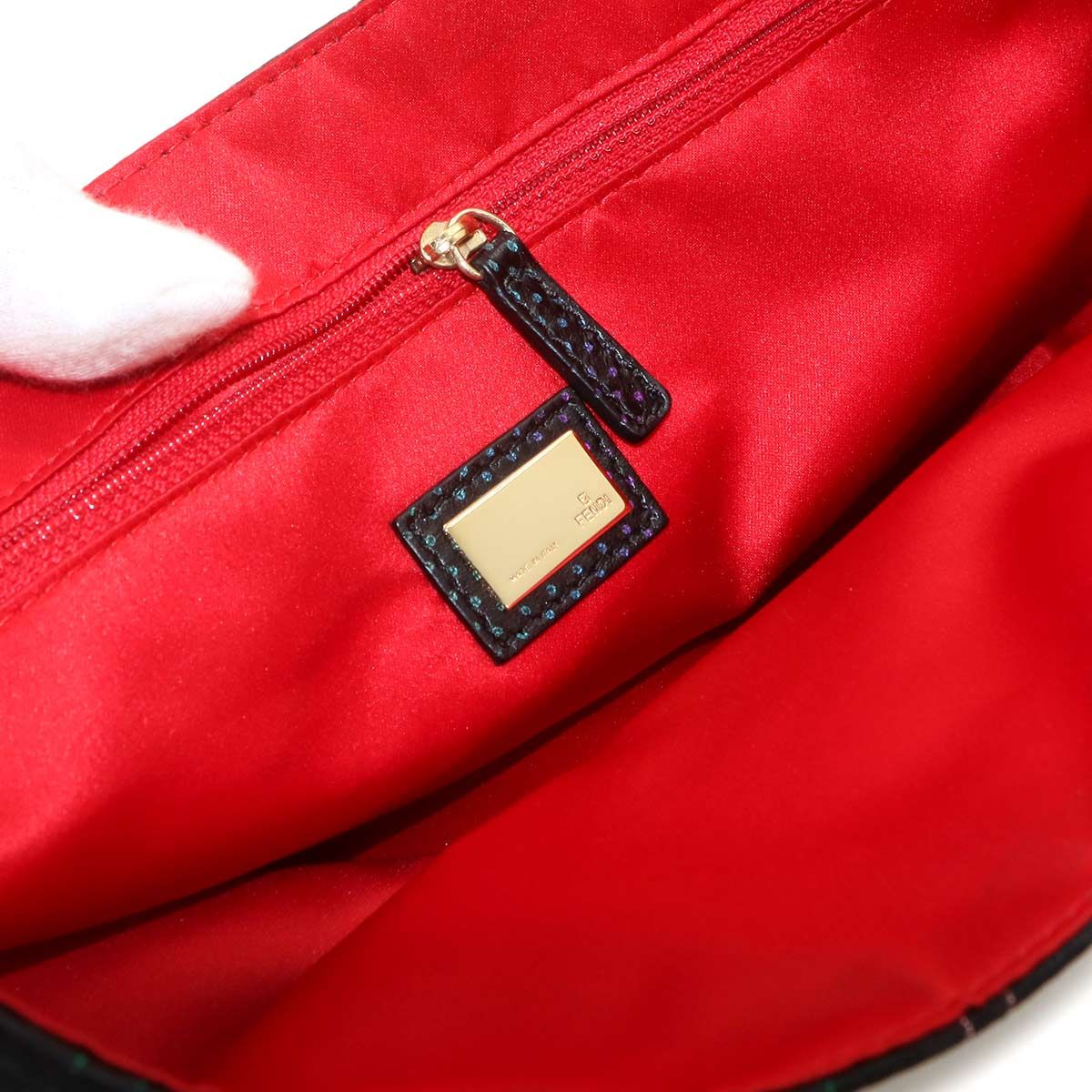 Fendi Zucchino Hand Bag Canvas Leather Black Gold Bag — view 7