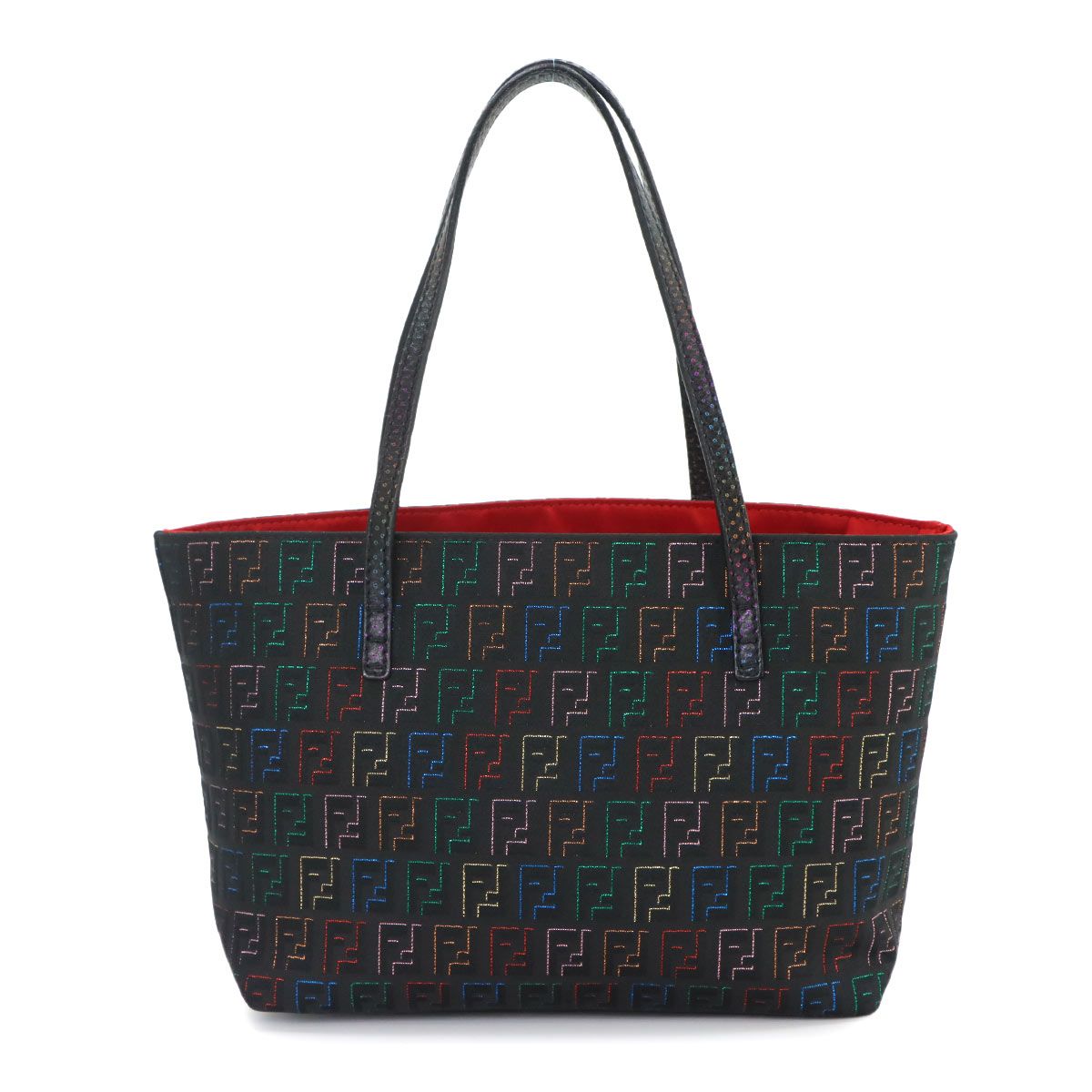 Fendi Zucchino Hand Bag Canvas Leather Black Gold Bag — view 2