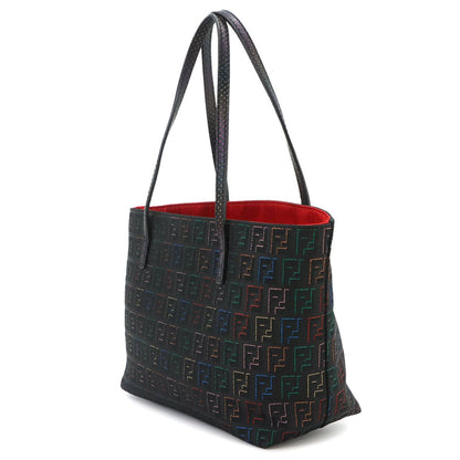 Fendi Zucchino Hand Bag Canvas Leather Black Gold Bag — view 3