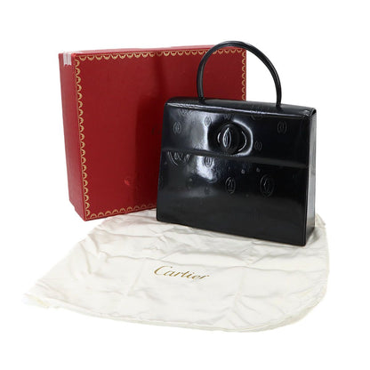 Cartier Happy Birthday Hand Bag Patent Leather Navy Gold — view 2
