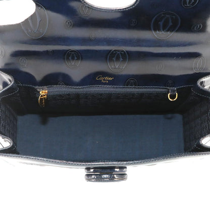 Cartier Happy Birthday Hand Bag Patent Leather Navy Gold — view 7