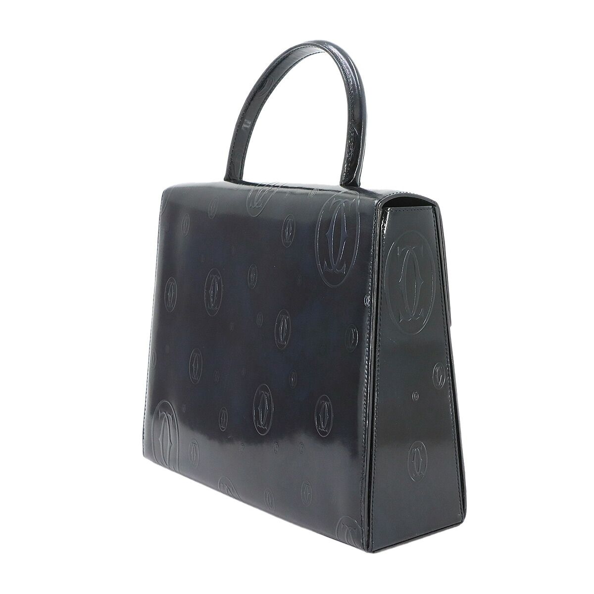Cartier Happy Birthday Hand Bag Patent Leather Navy Gold — view 4