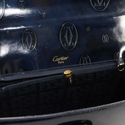 Cartier Happy Birthday Hand Bag Patent Leather Navy Gold — view 8