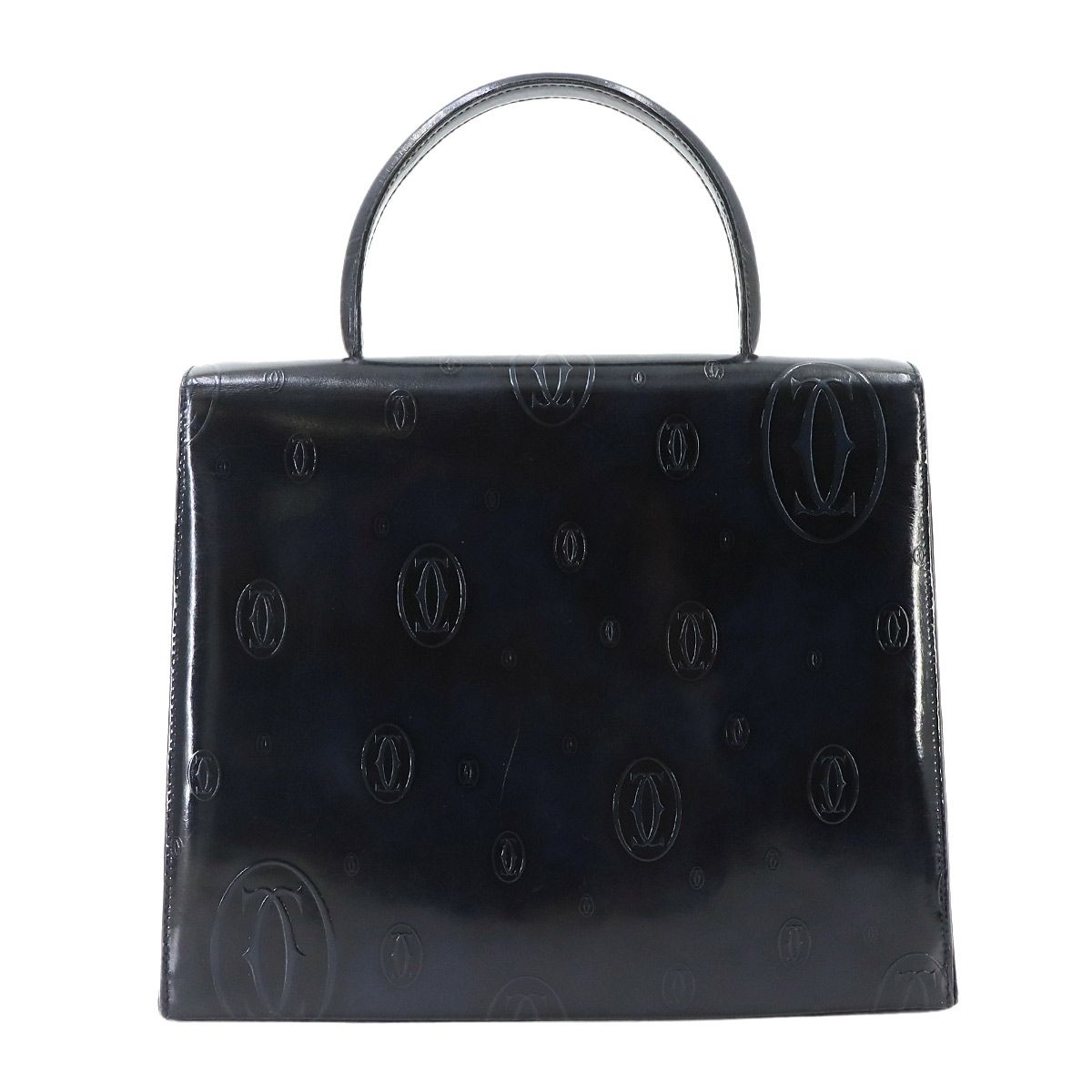 Cartier Happy Birthday Hand Bag Patent Leather Navy Gold — view 3