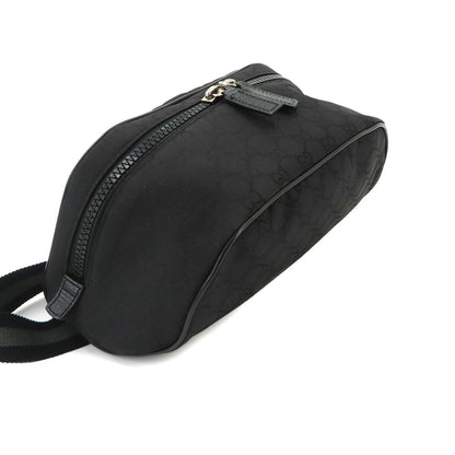 Gucci GG Nylon Crossbody Waist Bag Leather Black Silver — view 4