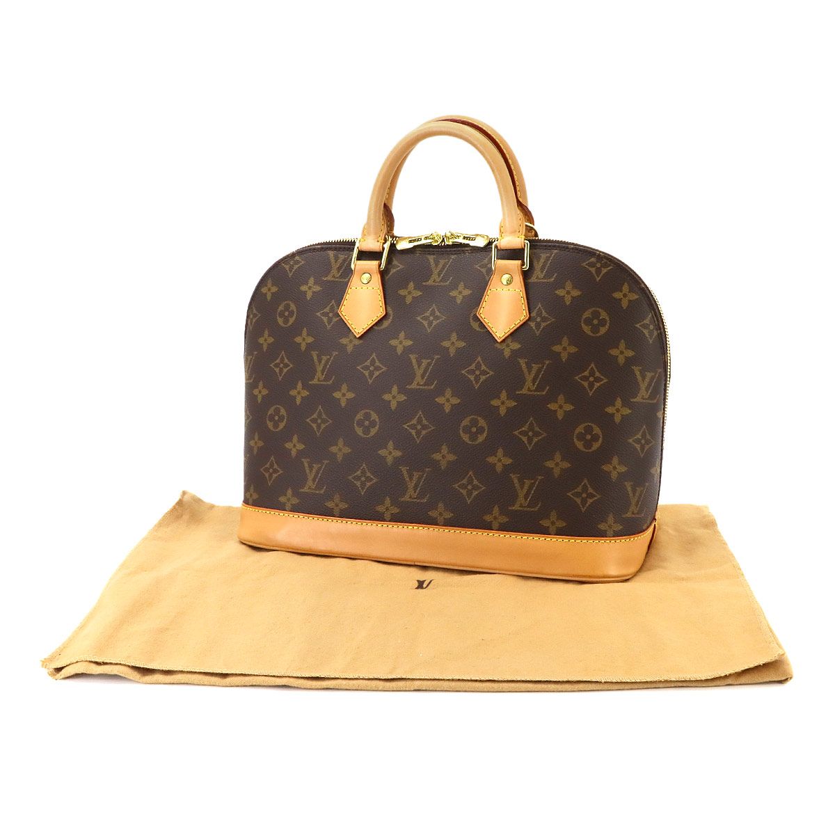 Louis Vuitton Monogram Alma Hand Bag Brown Gold — view 2