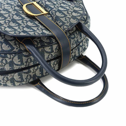 Dior Trotter Double Saddle Hand Bag Canvas Leather Navy — view 5