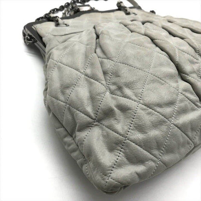 Chanel Chain Shoulder Bag CC Logo Kiss Lock 2-Way Suede Diver Nylon Gray — view 6