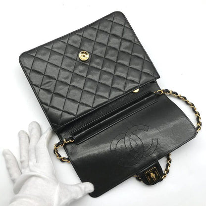 Chanel Shoulder Bag Quilted Push Lock Vintage CC Logo Black — view 7