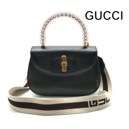 Gucci Super Rare Bamboo Stone Limited 2-Way Bag Black Bag