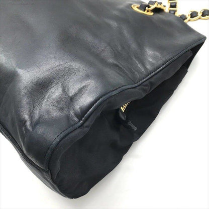 Prada Tote Chain Shoulder Bag Gold Leather Black — view 5