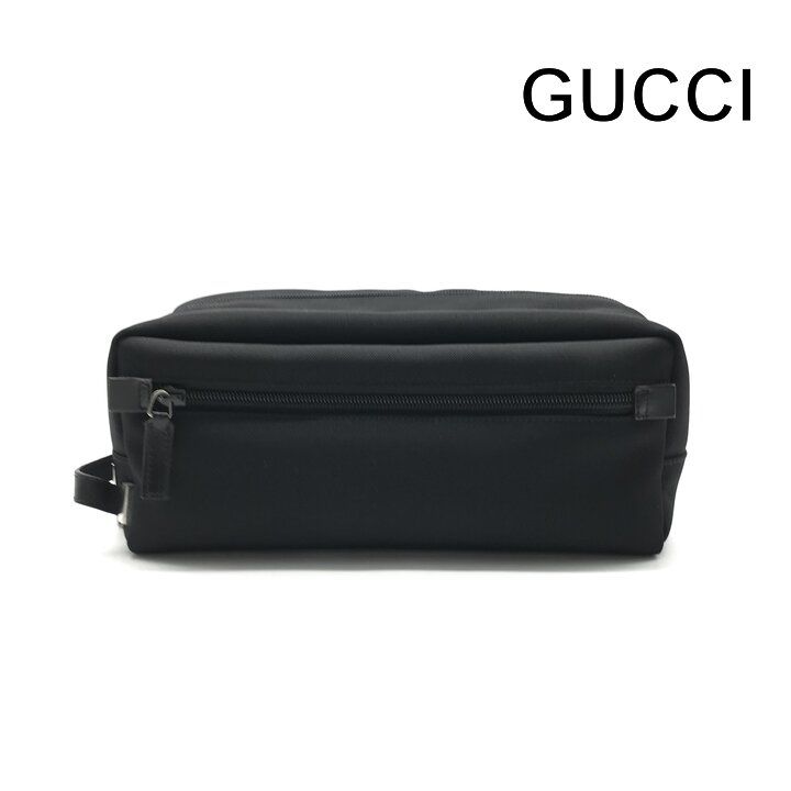 Gucci Clutch Double Zipper Lightweight Simple Pouch Nylon Black