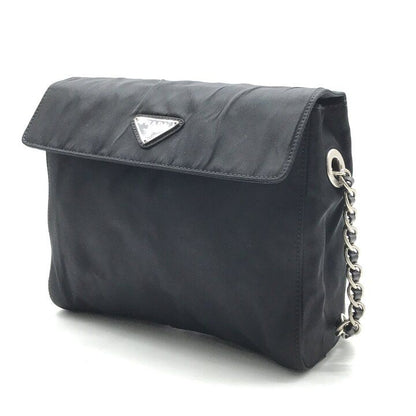 Prada Nylon Tessuto Chain Shoulder Bag Black — view 2