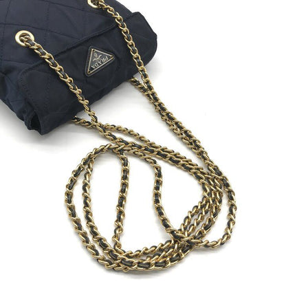Prada Mini Quilted Nylon Chain Shoulder Tote Bag Navy — view 6