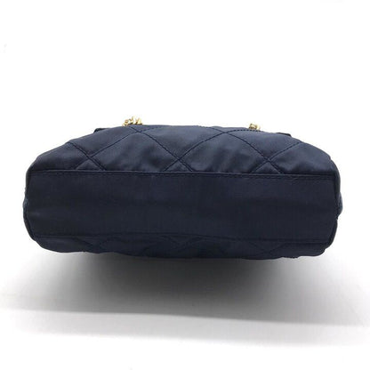 Prada Mini Quilted Nylon Chain Shoulder Tote Bag Navy — view 3