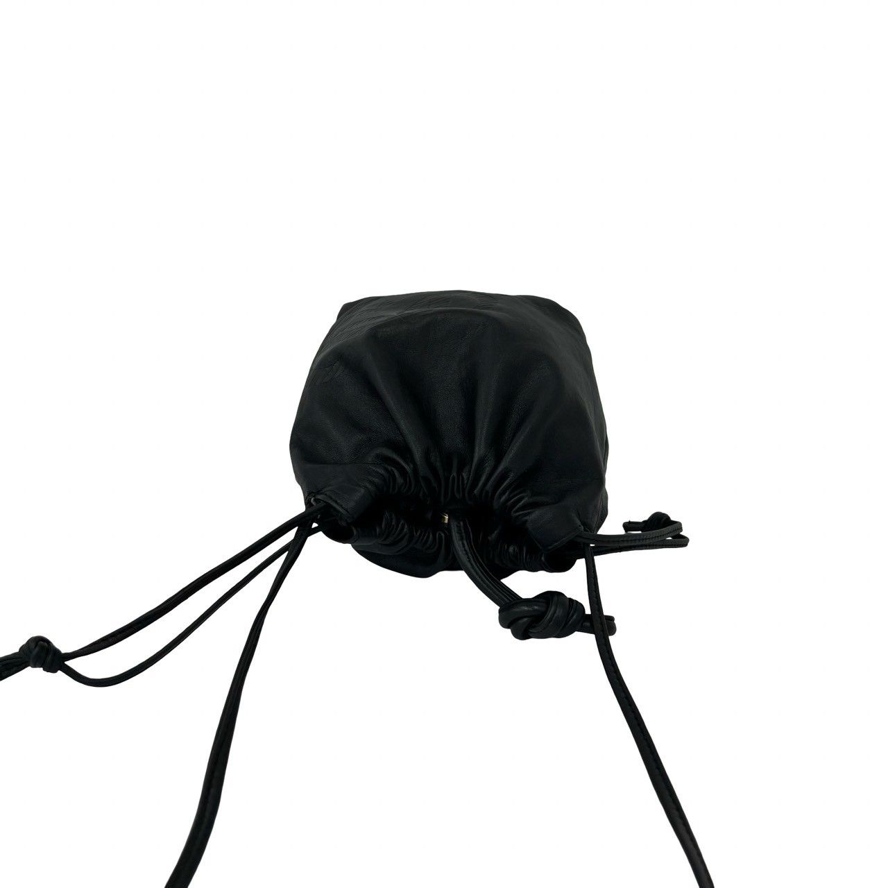 Loewe Vintage Anagram Logo Nappa Leather Drawstring Shoulder Bag Crossbody Black — view 4