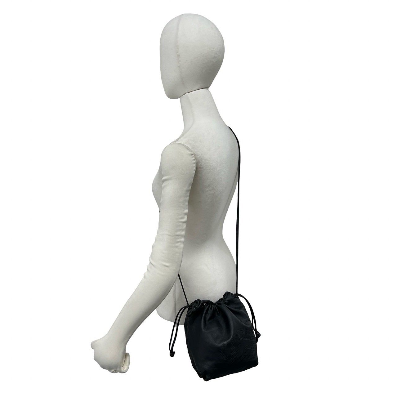 Loewe Vintage Anagram Logo Nappa Leather Drawstring Shoulder Bag Crossbody Black — view 2