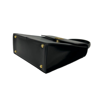 Saint Laurent Vintage YSL Logo Leather Handbag Black — view 8