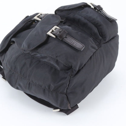 Prada Tessuto Nylon Triangle Logo Leather Backpack Shoulder Bag — view 5