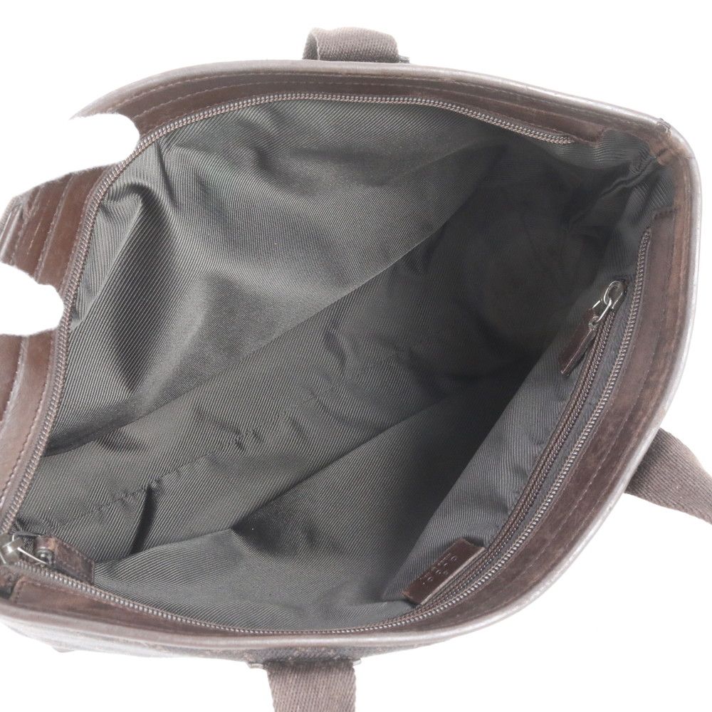 Gucci GG Canvas Leather Tote Bag Shoulder Hand Brown — view 7