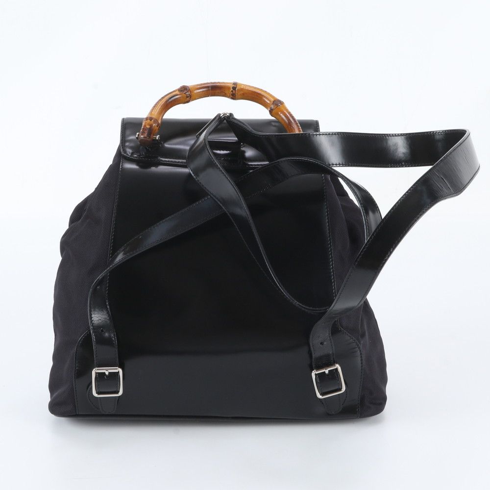 Gucci Bamboo Leather Backpack Shoulder Bag Black — view 3