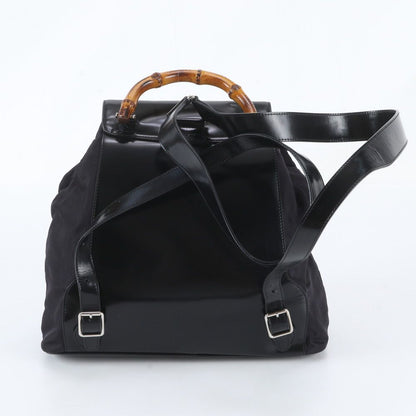 Gucci Bamboo Leather Backpack Shoulder Bag Black — view 3