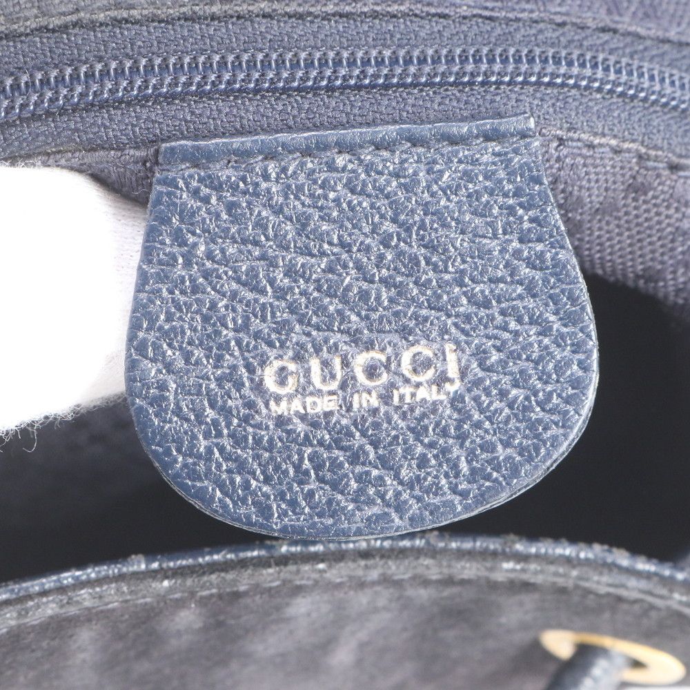 Gucci Bamboo Leather Backpack Shoulder Bag Navy — view 8
