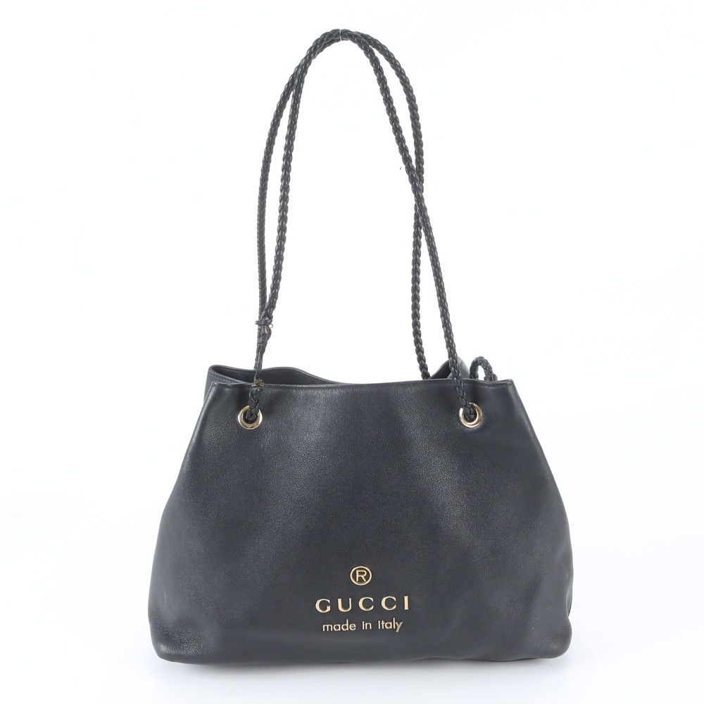 Gucci Leather Tote Bag Shoulder Hand Black