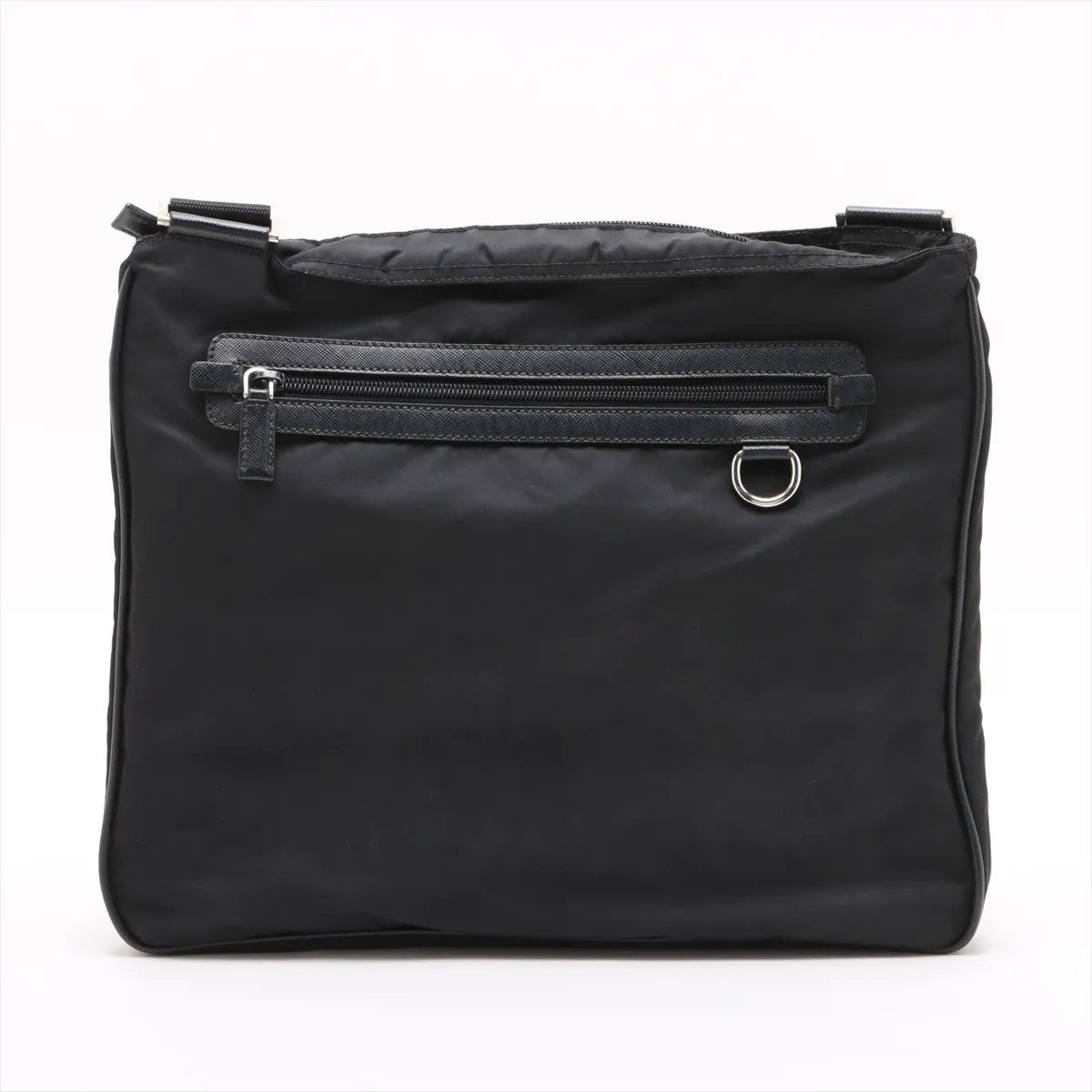 Prada Tessuto Nylon Triangle Logo Leather Shoulder Bag Crossbody Messenger — view 2