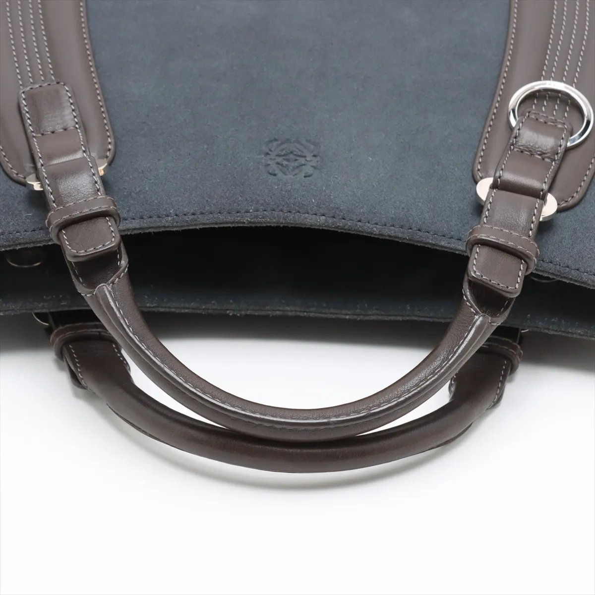 Loewe Anagram Leather Handbag Tote Silver — view 5