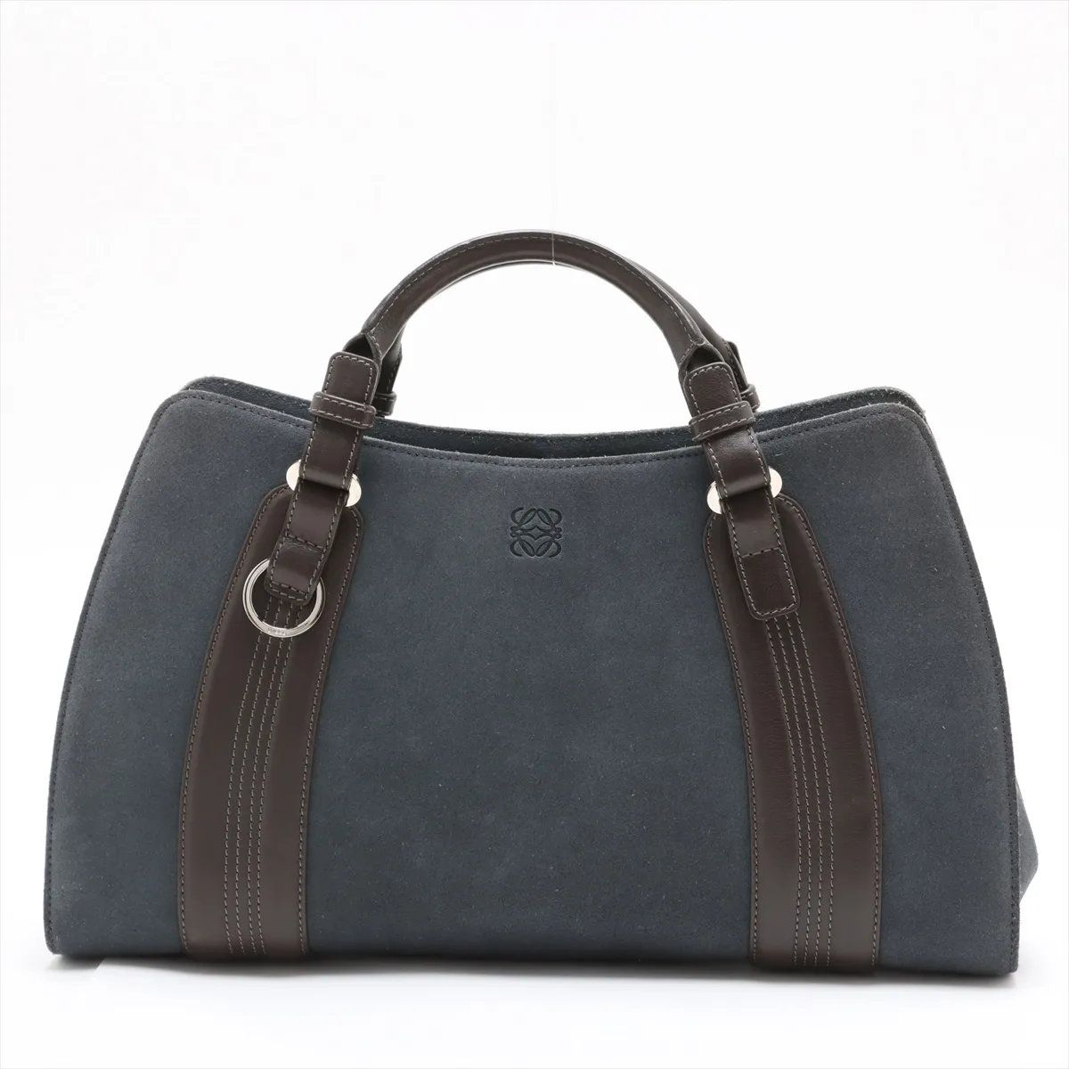 Loewe Anagram Leather Handbag Tote Silver