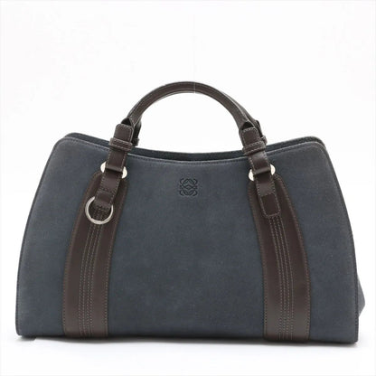 Loewe Anagram Leather Handbag Tote Silver