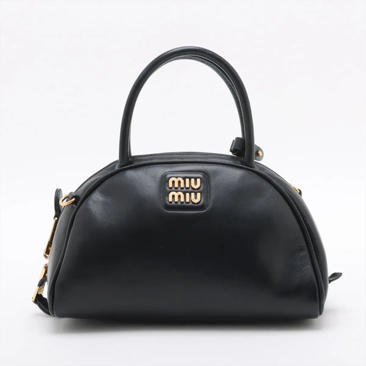 Miu Miu Leather Handbag Tote Top Handle Black