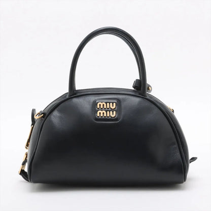 Miu Miu Leather Handbag Tote Top Handle Black