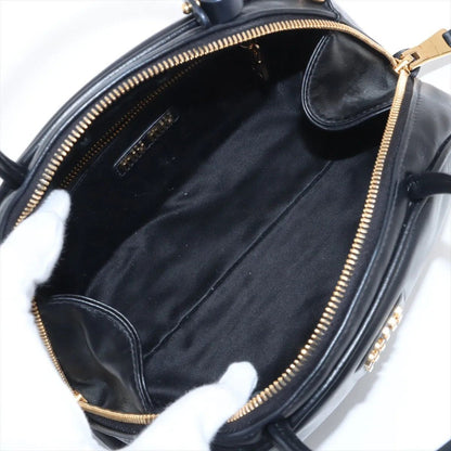 Miu Miu Leather Handbag Tote Top Handle Black — view 7