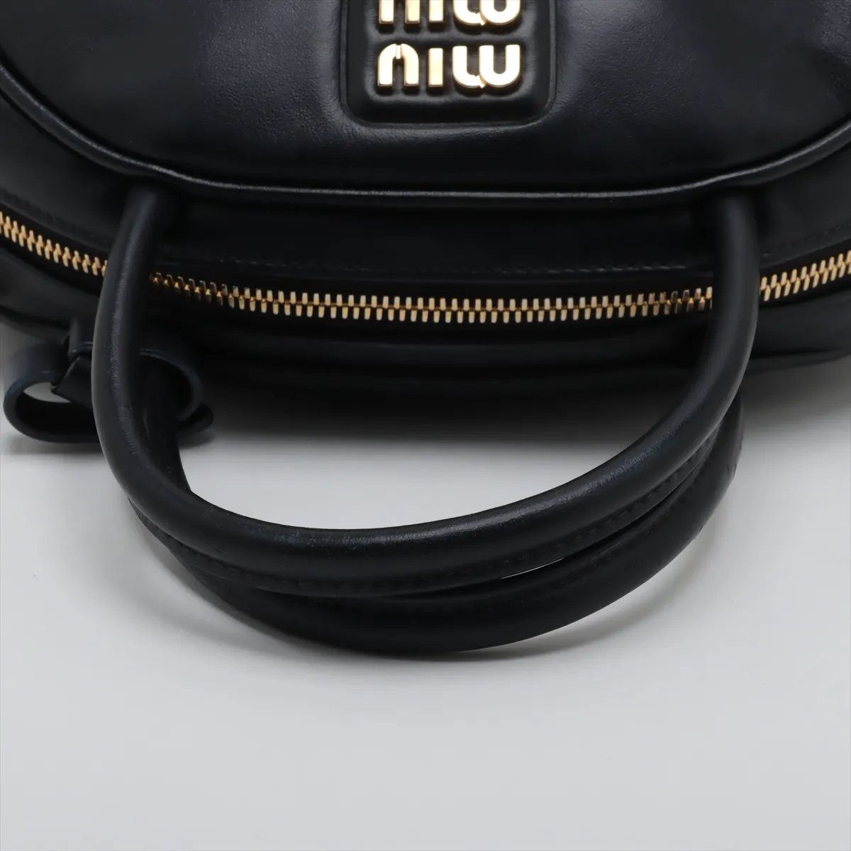 Miu Miu Leather Handbag Tote Top Handle Black — view 5